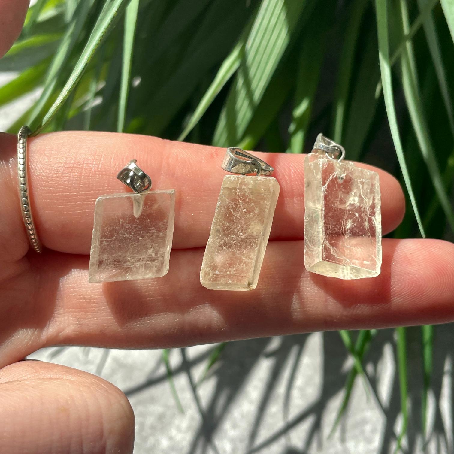 Rough Mini Pendant - Optical Calcite Rough Mini Pendant - Optical Calcite